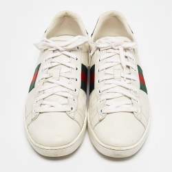 Gucci White Leather Ace Lace Up Sneakers Size 37.5