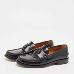 Pre Owned Gucci Black Leather Slip On Loafers Size 38