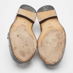 Pre Owned Gucci Black Leather Slip On Loafers Size 38