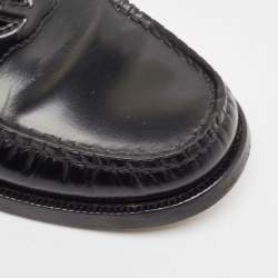 Pre Owned Gucci Black Leather Slip On Loafers Size 38