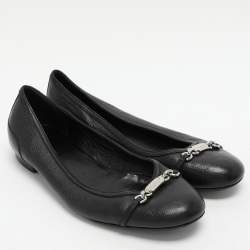 Gucci Black Leather Embellished Ballet Flats Size 36.5