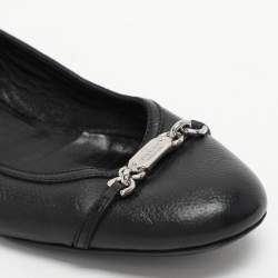 Gucci Black Leather Embellished Ballet Flats Size 36.5