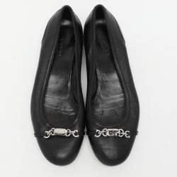Gucci Black Leather Embellished Ballet Flats Size 36.5