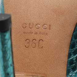 Gucci Blue Python Embossed Leather Sofia Slingback Sandals Size 36