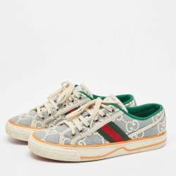 Pre Owned Gucci Blue/White GG Canvas Tennis 1977 Sneakers Size 38