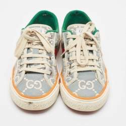 Pre Owned Gucci Blue/White GG Canvas Tennis 1977 Sneakers Size 38