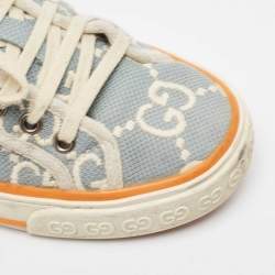 Pre Owned Gucci Blue/White GG Canvas Tennis 1977 Sneakers Size 38