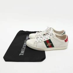 Gucci White Leather Leather Ace Bee Embroidered Low Top Sneakers Size 39