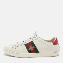 Gucci White Leather Leather Ace Bee Embroidered Low Top Sneakers Size 39