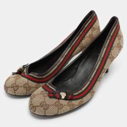 مملوكة مسبقًا Gucci Beige/Brown GG Canvas Mayfair Pumps Size 37
