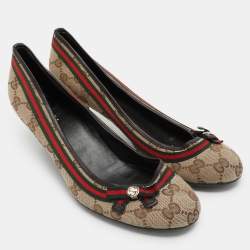 مملوكة مسبقًا Gucci Beige/Brown GG Canvas Mayfair Pumps Size 37