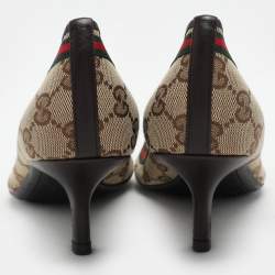 مملوكة مسبقًا Gucci Beige/Brown GG Canvas Mayfair Pumps Size 37