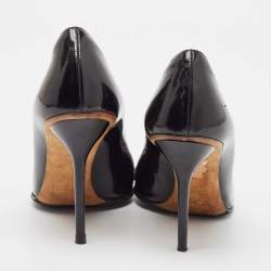 Gucci Black Patent Leather Horsebit Peep Toe Pumps Size 37