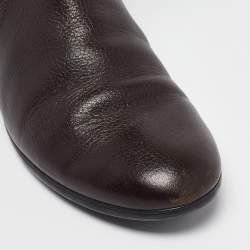 Pre Owned Gucci Brown Leather Knee Length Boots Size 38