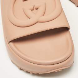 Gucci Beige GG Rubber Slide Sandals Size 38
