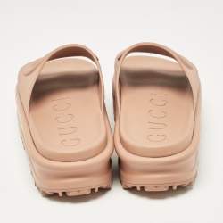 Gucci Beige GG Rubber Slide Sandals Size 38