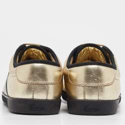 Gucci Gold Leather Web Low Top Sneakers Size 38.5