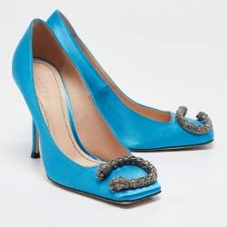 Gucci Blue Satin Dionysus Pumps Size 35.5