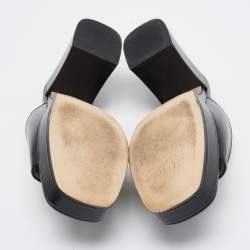 Pre Owned Gucci Black Leather Horsebit Slide Sandals Size 38