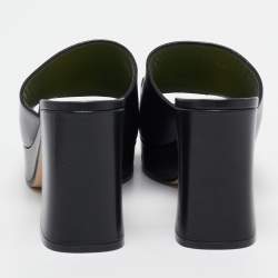 Pre Owned Gucci Black Leather Horsebit Slide Sandals Size 38