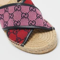 مملوكة مسبقًا Gucci Pink/Purple GG Canvas and Leather Espadrille Sandals Size 39.5