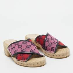مملوكة مسبقًا Gucci Pink/Purple GG Canvas and Leather Espadrille Sandals Size 39.5