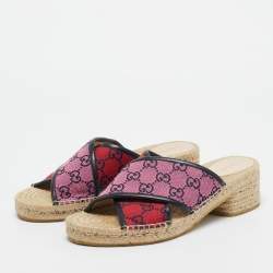 مملوكة مسبقًا Gucci Pink/Purple GG Canvas and Leather Espadrille Sandals Size 39.5