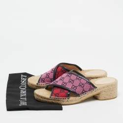 مملوكة مسبقًا Gucci Pink/Purple GG Canvas and Leather Espadrille Sandals Size 39.5