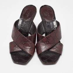 Gucci Brown Guccissima Leather Cross Strap Sandals Size 37.5