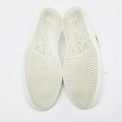 Pre Owned Gucci White Leather Bee Embroidered Ace Low Top Sneakers Size 38.5