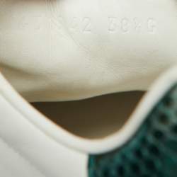 Pre Owned Gucci White Leather Bee Embroidered Ace Low Top Sneakers Size 38.5