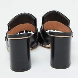 مملوكة مسبقًا Gucci Black Leather GG Marmont Fringe Detail Open Toe Sandals Size 37.5