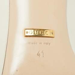 مملوكة مسبقًا Gucci White Leather Zumi GG Loafer Block Heel Pumps Size 41