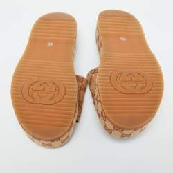 مملوكة مسبقًا Gucci Beige GG Canvas Ruggine Angelina Platform Sandals Size 39.5