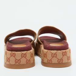 مملوكة مسبقًا Gucci Beige GG Canvas Ruggine Angelina Platform Sandals Size 39.5