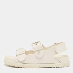 Pre Owned Gucci Cream Rubber Isla Dad Sandals Size 38