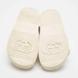 Pre Owned Gucci Cream Rubber Isla Dad Sandals Size 38