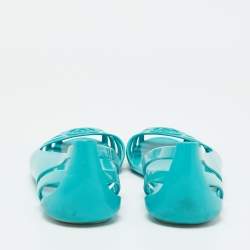 Pre Owned Gucci Turquoise Blue Rubber Marola Ballet Flats Size 41