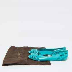 Pre Owned Gucci Turquoise Blue Rubber Marola Ballet Flats Size 41