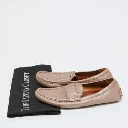 Gucci Champagne Pink Guccissima Leather Slip On Loafers Size 35.5