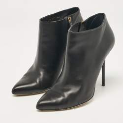 Pre Owned Gucci Black Leather Pointed Toe Ankle Booties Size 40