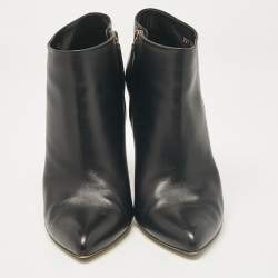Pre Owned Gucci Black Leather Pointed Toe Ankle Booties Size 40