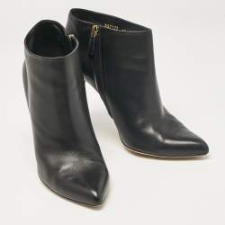 Pre Owned Gucci Black Leather Pointed Toe Ankle Booties Size 40