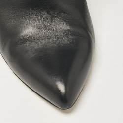 Pre Owned Gucci Black Leather Pointed Toe Ankle Booties Size 40