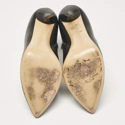 Pre Owned Gucci Black Leather Pointed Toe Ankle Booties Size 40