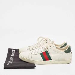 Gucci White Crocodile and Leather Ace Lace Up Sneakers Size 38