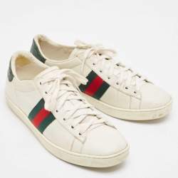 Gucci White Crocodile and Leather Ace Lace Up Sneakers Size 38