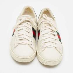 Gucci White Crocodile and Leather Ace Lace Up Sneakers Size 38