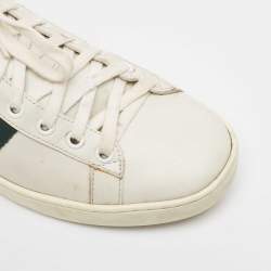 Gucci White Crocodile and Leather Ace Lace Up Sneakers Size 38