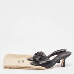 Gucci Black Matelassé Leather GG Marmont Slide Sandals Size 37.5